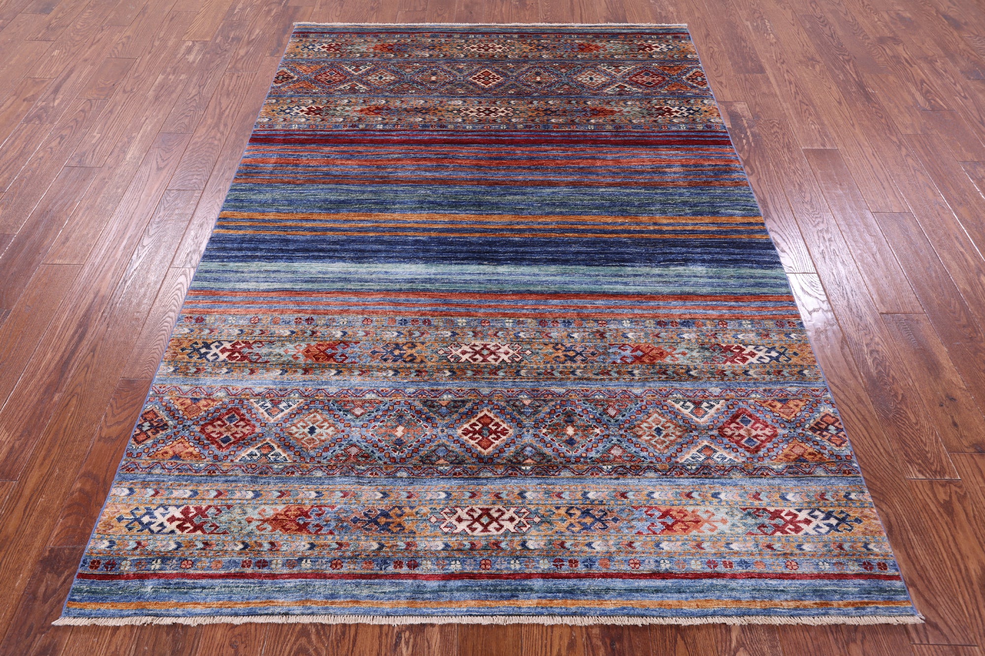 Khorjin Persian Gabbeh Handmade Wool Rug - 5' 7" X 7' 9" - Golden Nile