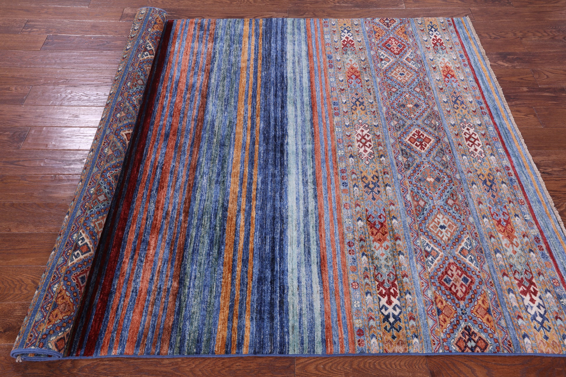 Khorjin Persian Gabbeh Handmade Wool Rug - 5' 7" X 7' 9" - Golden Nile