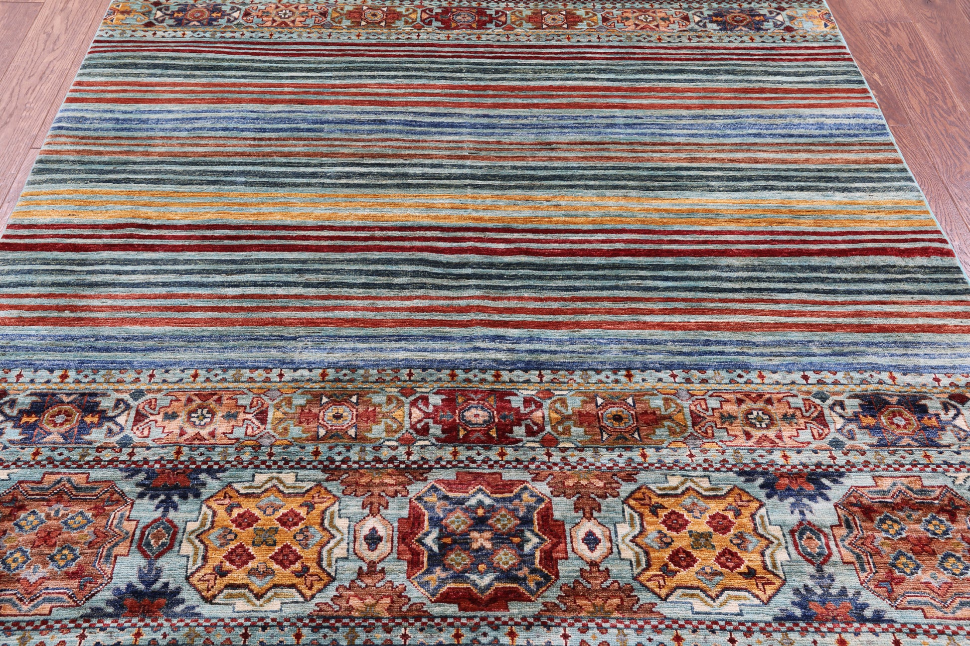 Khorjin Persian Gabbeh Hand Knotted Wool Rug - 5' 7" X 7' 10" - Golden Nile
