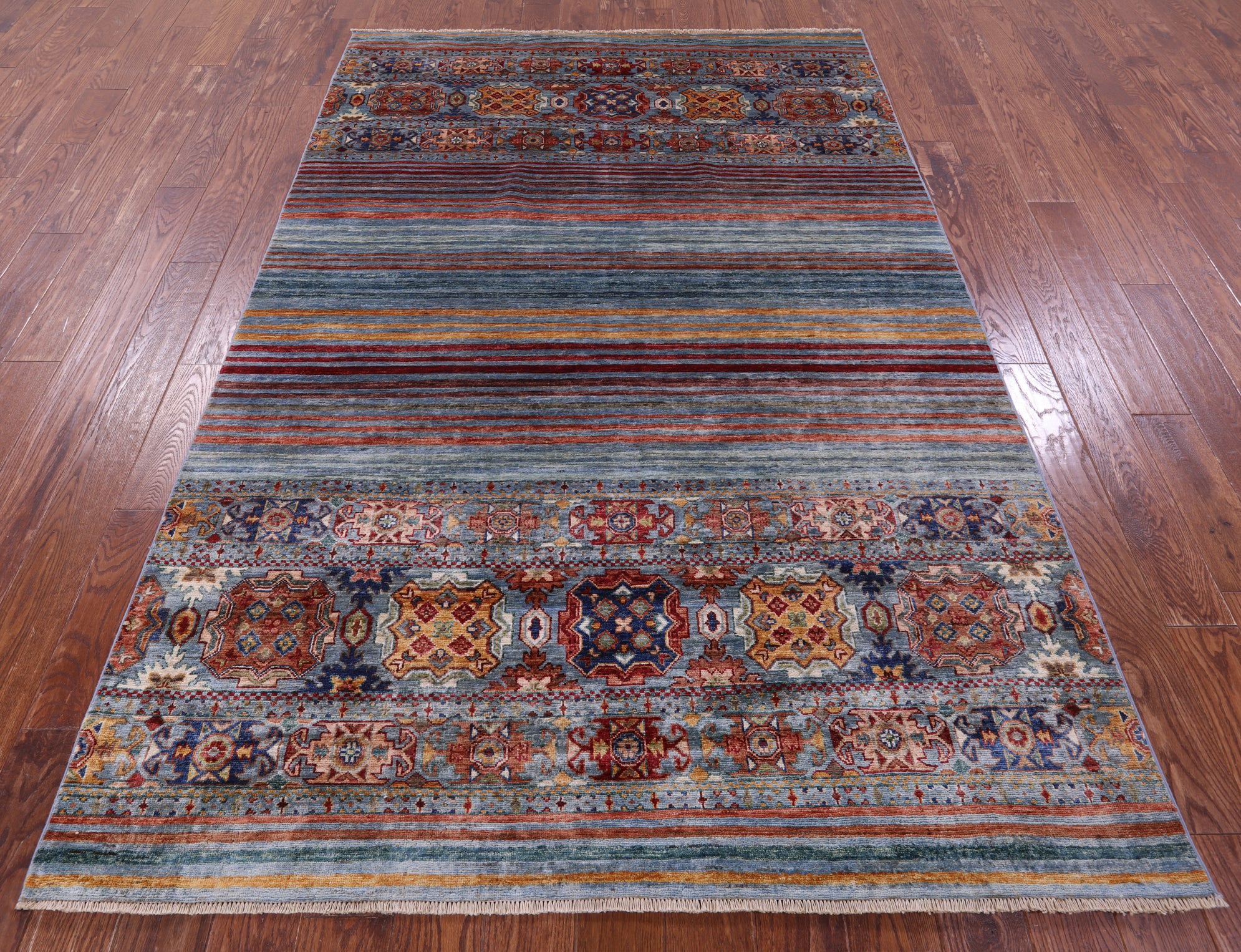 Khorjin Persian Gabbeh Hand Knotted Wool Rug - 5' 6" X 8' 5" - Golden Nile