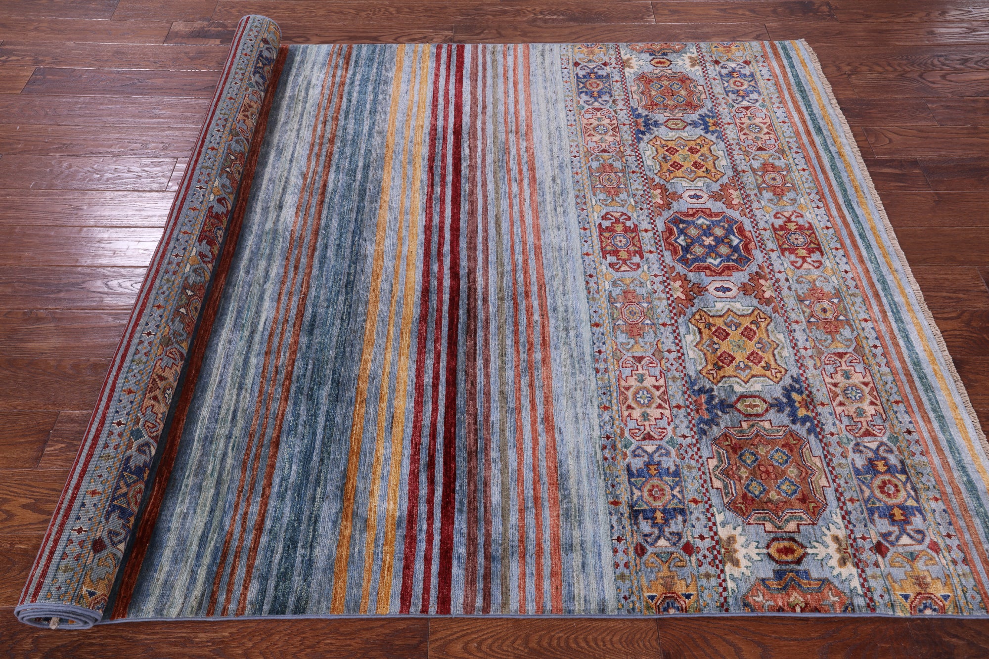 Khorjin Persian Gabbeh Hand Knotted Wool Rug - 5' 6" X 8' 5" - Golden Nile