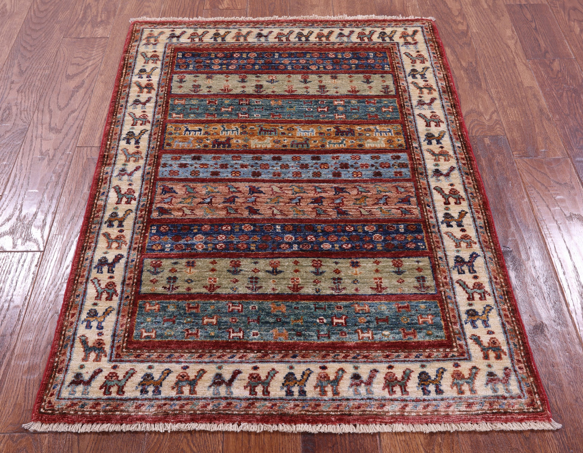 Tribal Persian Gabbeh Hand Knotted Wool Rug - 2' 10" X 4' 0" - Golden Nile