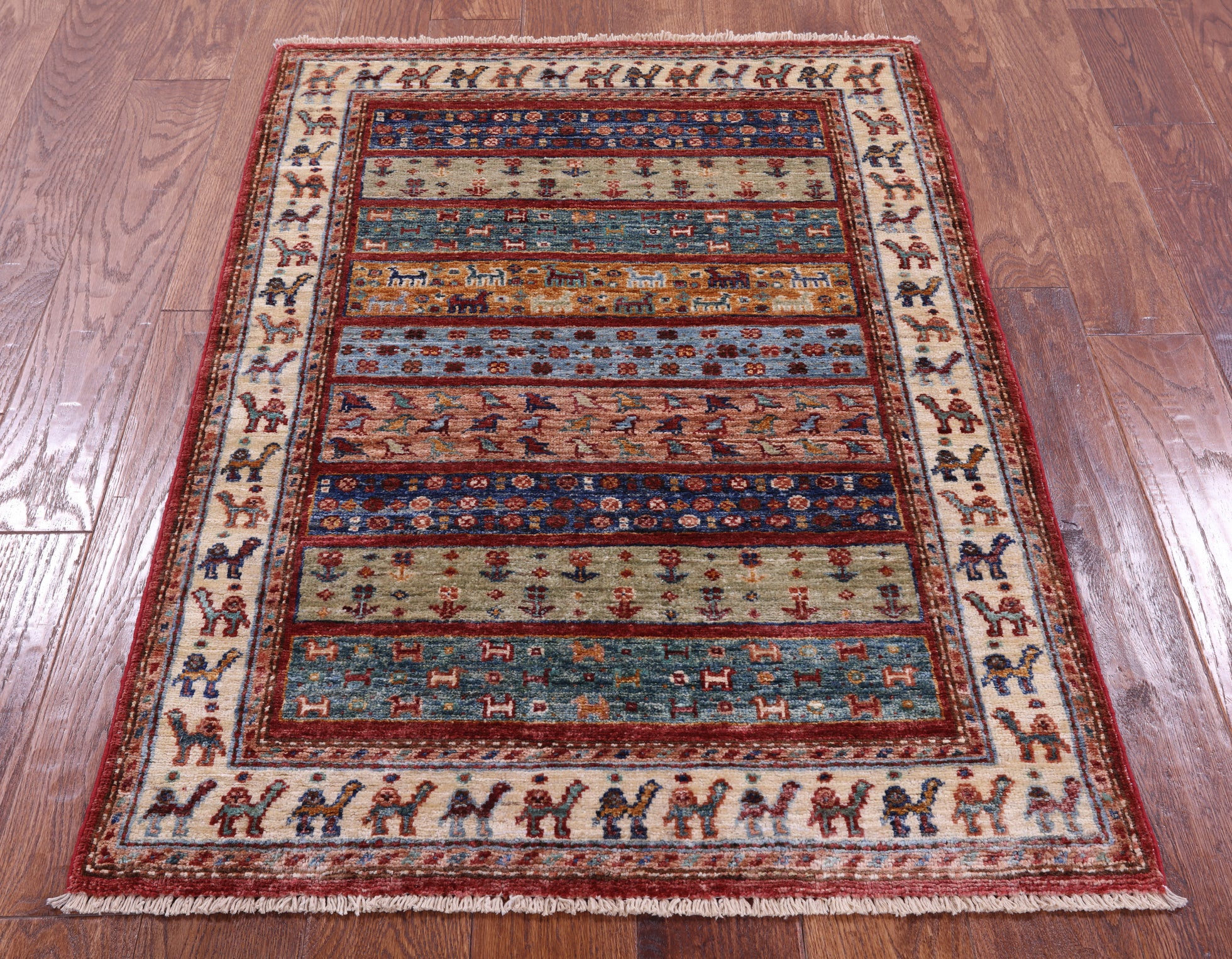 Tribal Persian Gabbeh Hand Knotted Wool Rug - 2' 10" X 4' 0" - Golden Nile