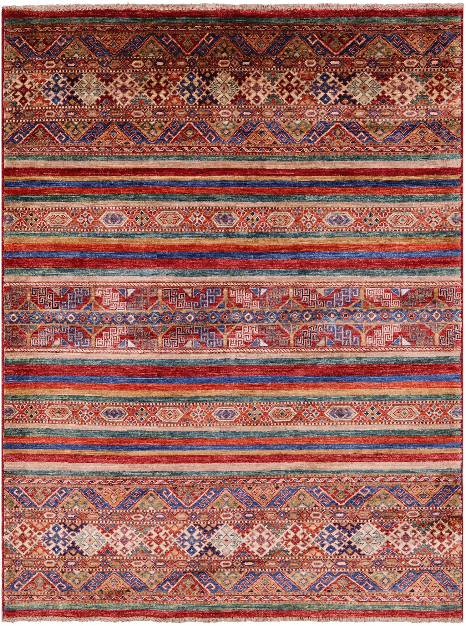 Khorjin Persian Gabbeh Hand Knotted Wool Rug - 4' 11" X 6' 5" - Golden Nile