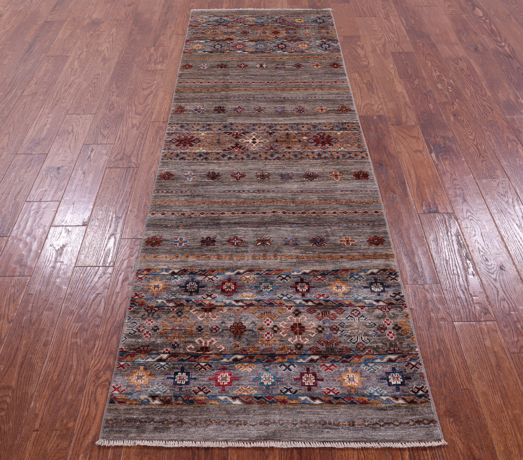 Khorjin Persian Gabbeh Hand Knotted Wool Runner Rug - 2' 8" X 8' 3" - Golden Nile