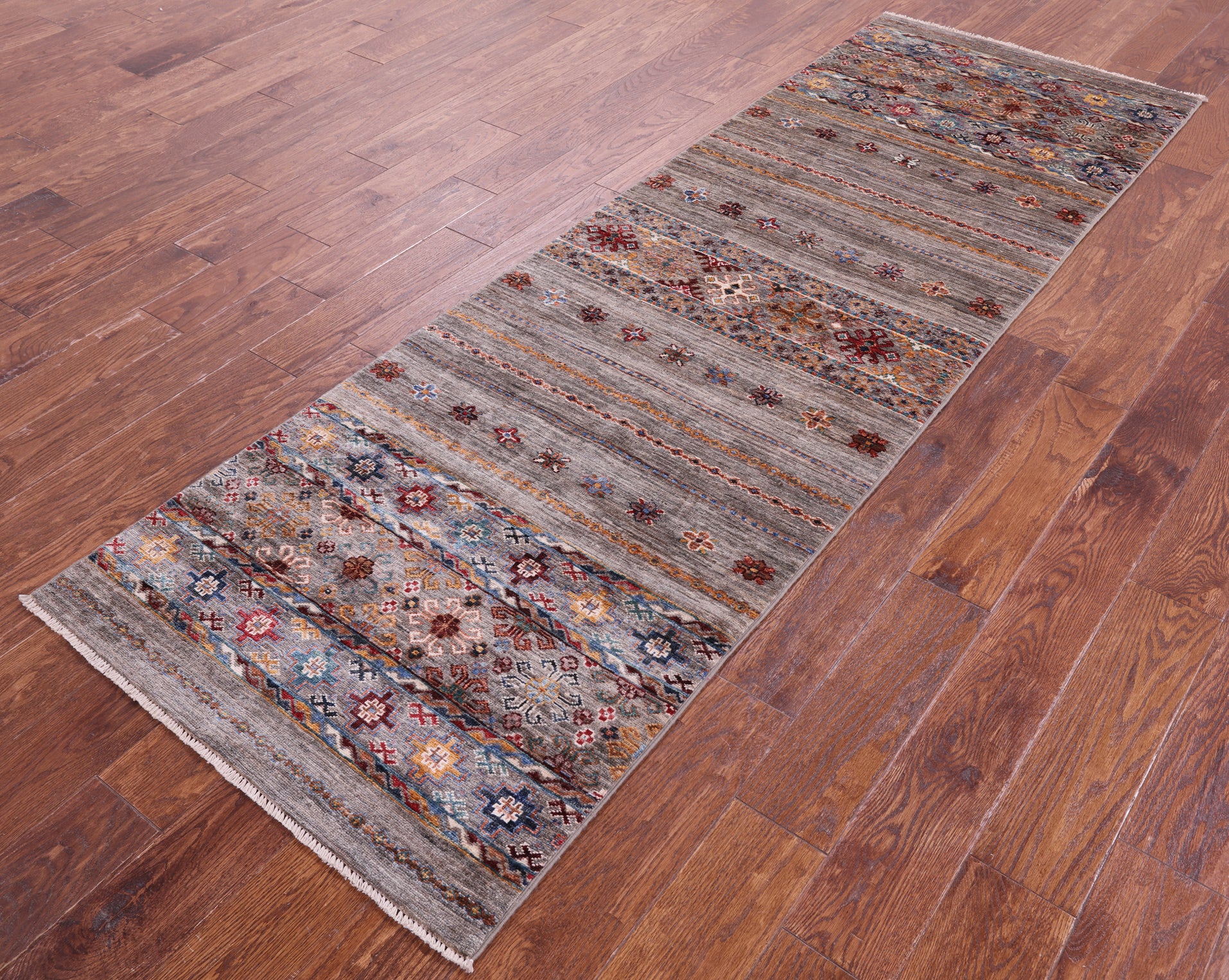 Khorjin Persian Gabbeh Hand Knotted Wool Runner Rug - 2' 8" X 8' 3" - Golden Nile