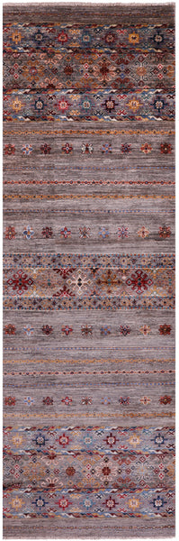 Khorjin Persian Gabbeh Hand Knotted Wool Runner Rug - 2' 8" X 8' 3" - Golden Nile
