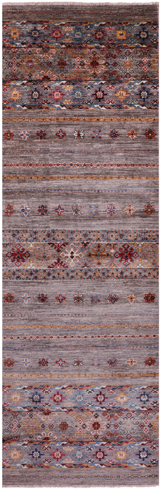 Khorjin Persian Gabbeh Hand Knotted Wool Runner Rug - 2' 8" X 8' 3" - Golden Nile
