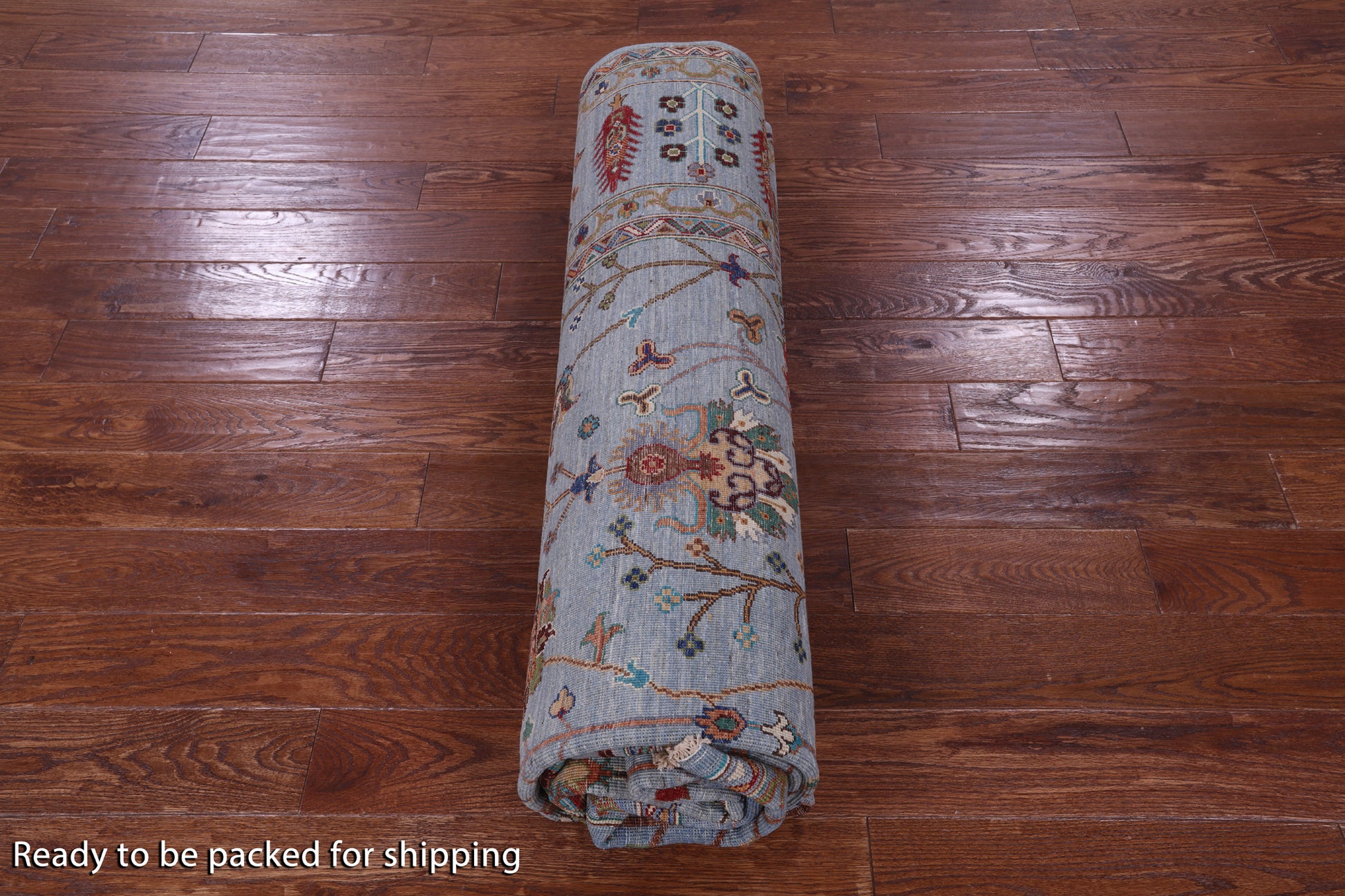 Blue Peshawar Hand Knotted Wool Rug - 8' 0" X 11' 1" - Golden Nile