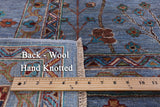 Blue Peshawar Hand Knotted Wool Rug - 8' 0" X 11' 1" - Golden Nile