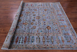 Blue Peshawar Hand Knotted Wool Rug - 8' 0" X 11' 1" - Golden Nile