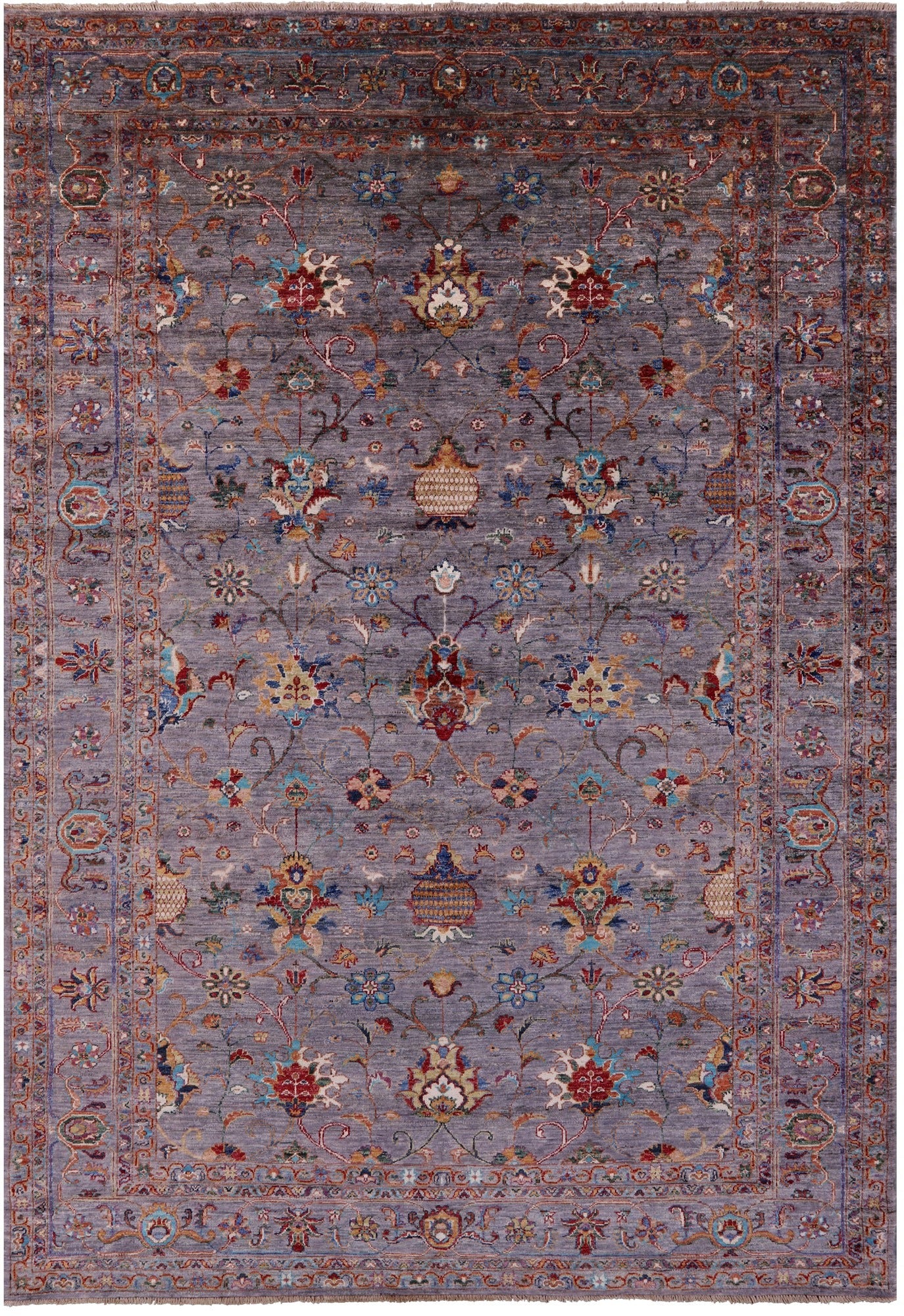 Grey Peshawar Hand Knotted Wool Rug - 6' 10" X 10' 0" - Golden Nile