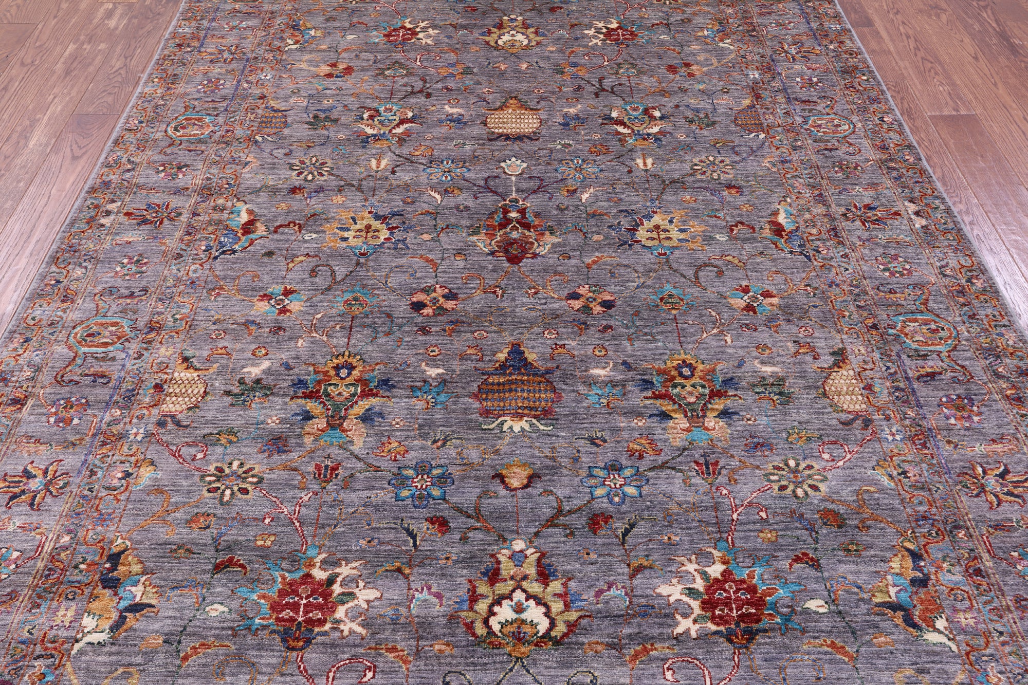 Grey Peshawar Hand Knotted Wool Rug - 6' 10" X 10' 0" - Golden Nile