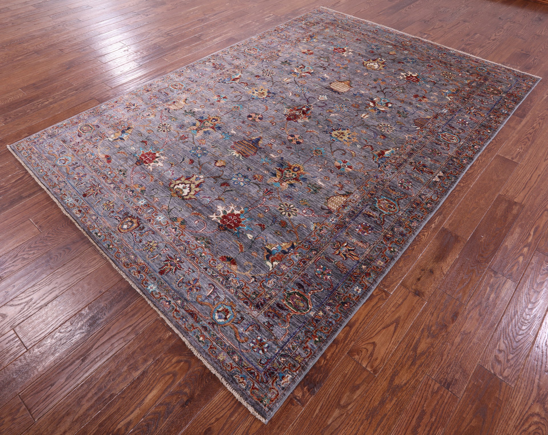 Grey Peshawar Hand Knotted Wool Rug - 6' 10" X 10' 0" - Golden Nile