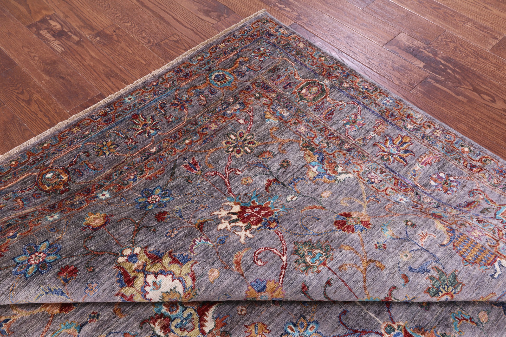 Grey Peshawar Hand Knotted Wool Rug - 6' 10" X 10' 0" - Golden Nile