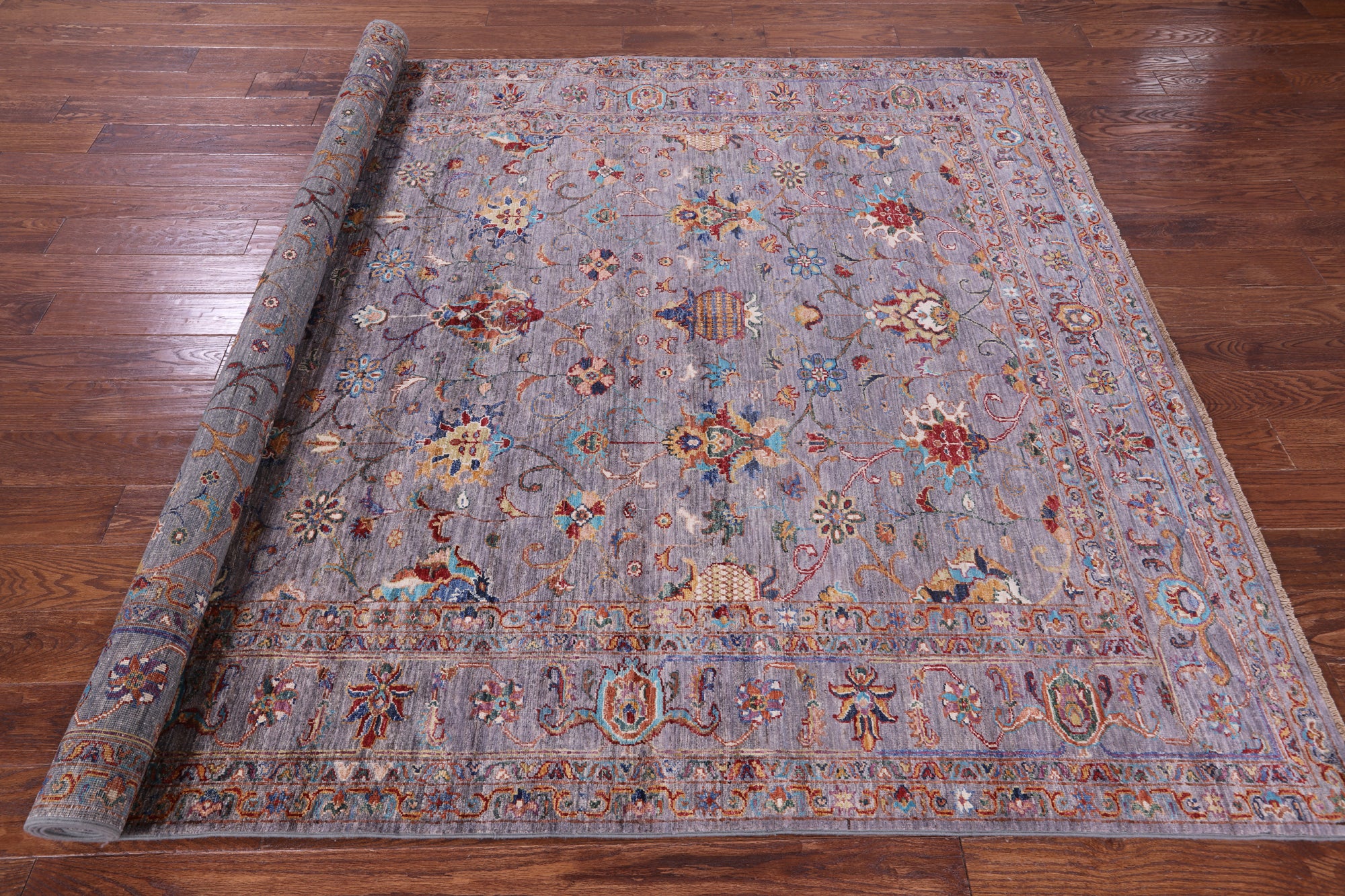 Grey Peshawar Hand Knotted Wool Rug - 6' 10" X 10' 0" - Golden Nile