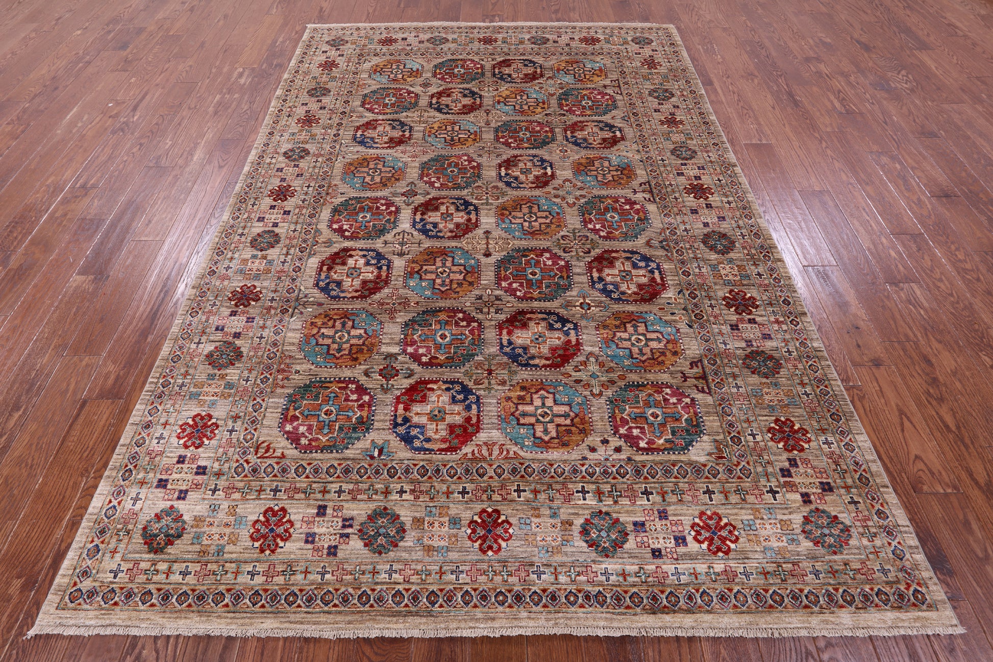 Turkmen Ersari Hand Knotted Wool Rug - 6' 9" X 9' 11" - Golden Nile