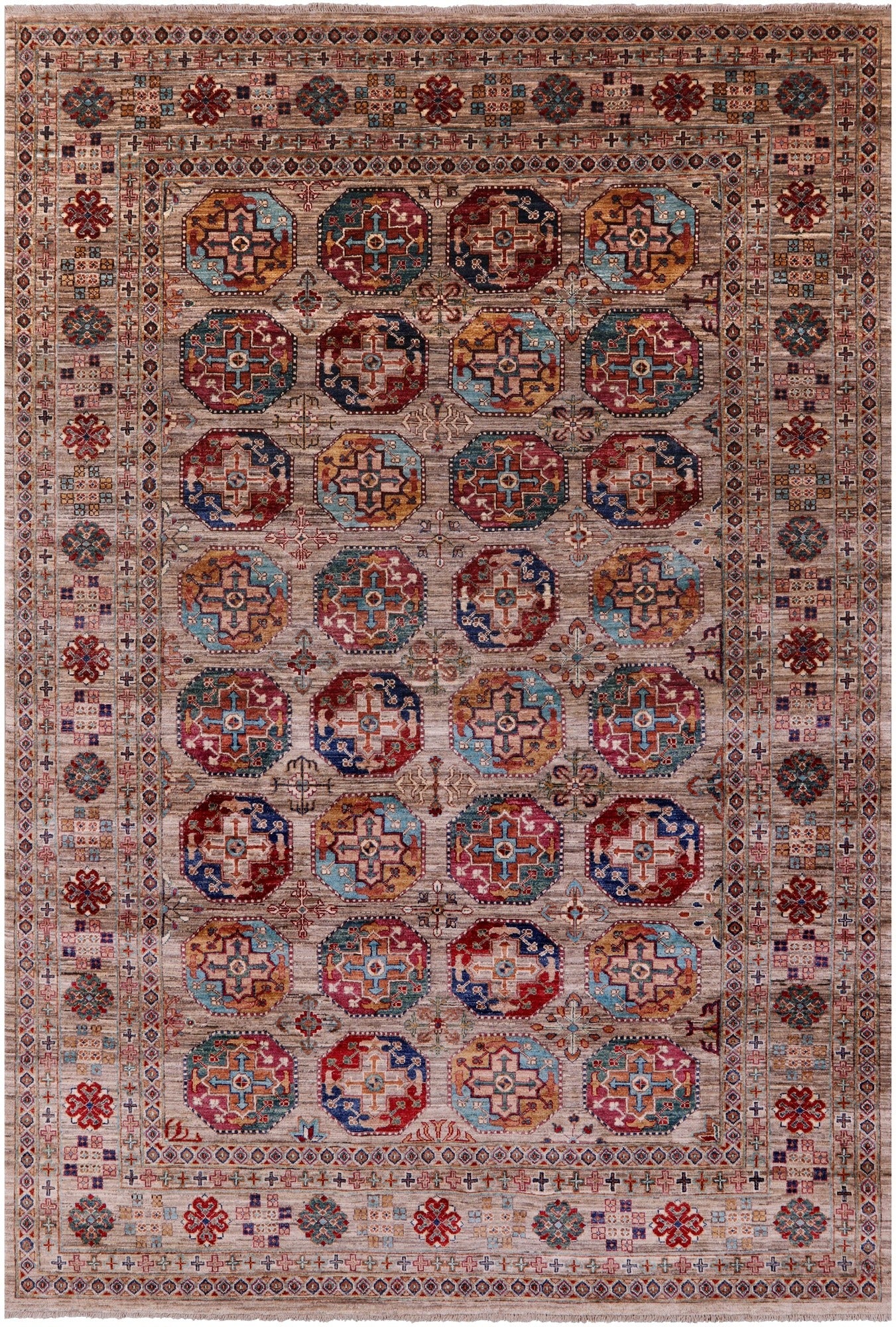 Turkmen Ersari Hand Knotted Wool Rug - 6' 9" X 9' 11" - Golden Nile