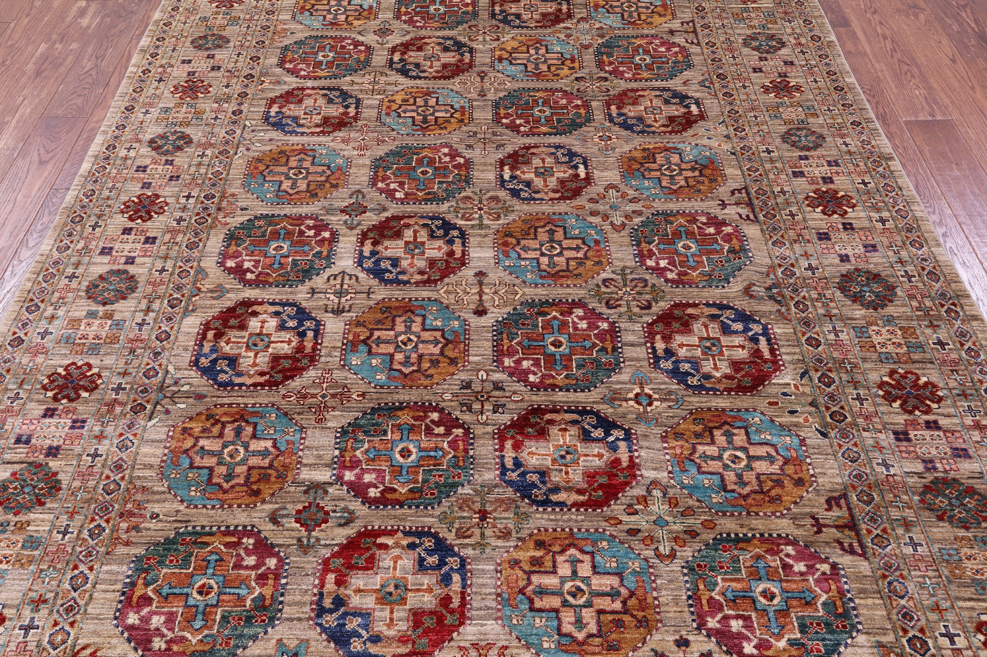 Turkmen Ersari Hand Knotted Wool Rug - 6' 9" X 9' 11" - Golden Nile