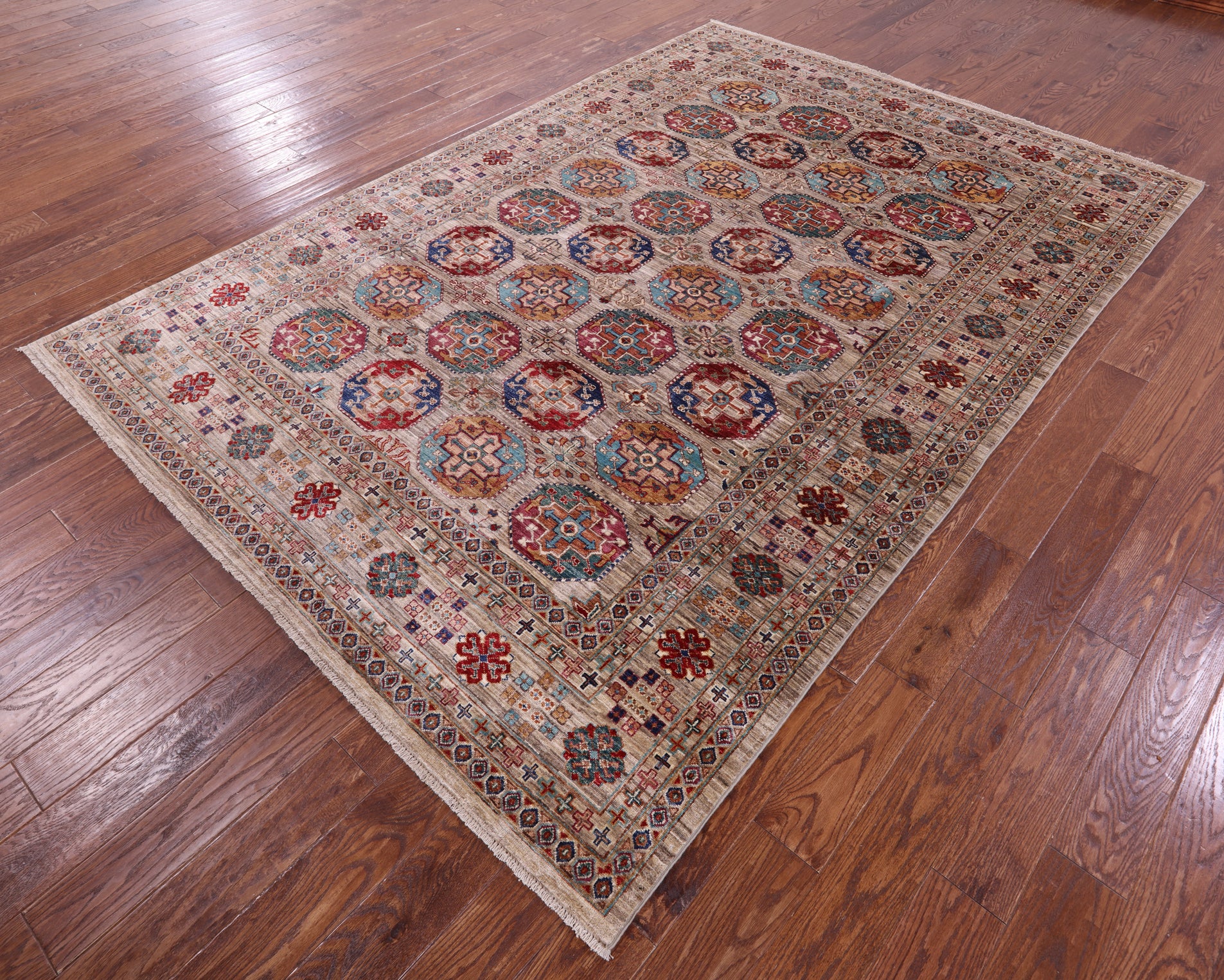 Turkmen Ersari Hand Knotted Wool Rug - 6' 9" X 9' 11" - Golden Nile