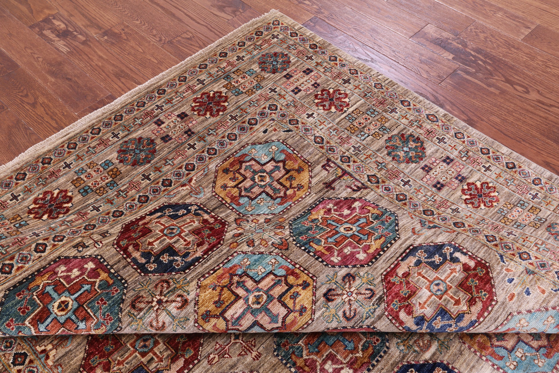 Turkmen Ersari Hand Knotted Wool Rug - 6' 9" X 9' 11" - Golden Nile