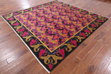 Pink Square William Morris Hand Knotted Wool Area Rug - 8' 10" X 9' 1" - Golden Nile