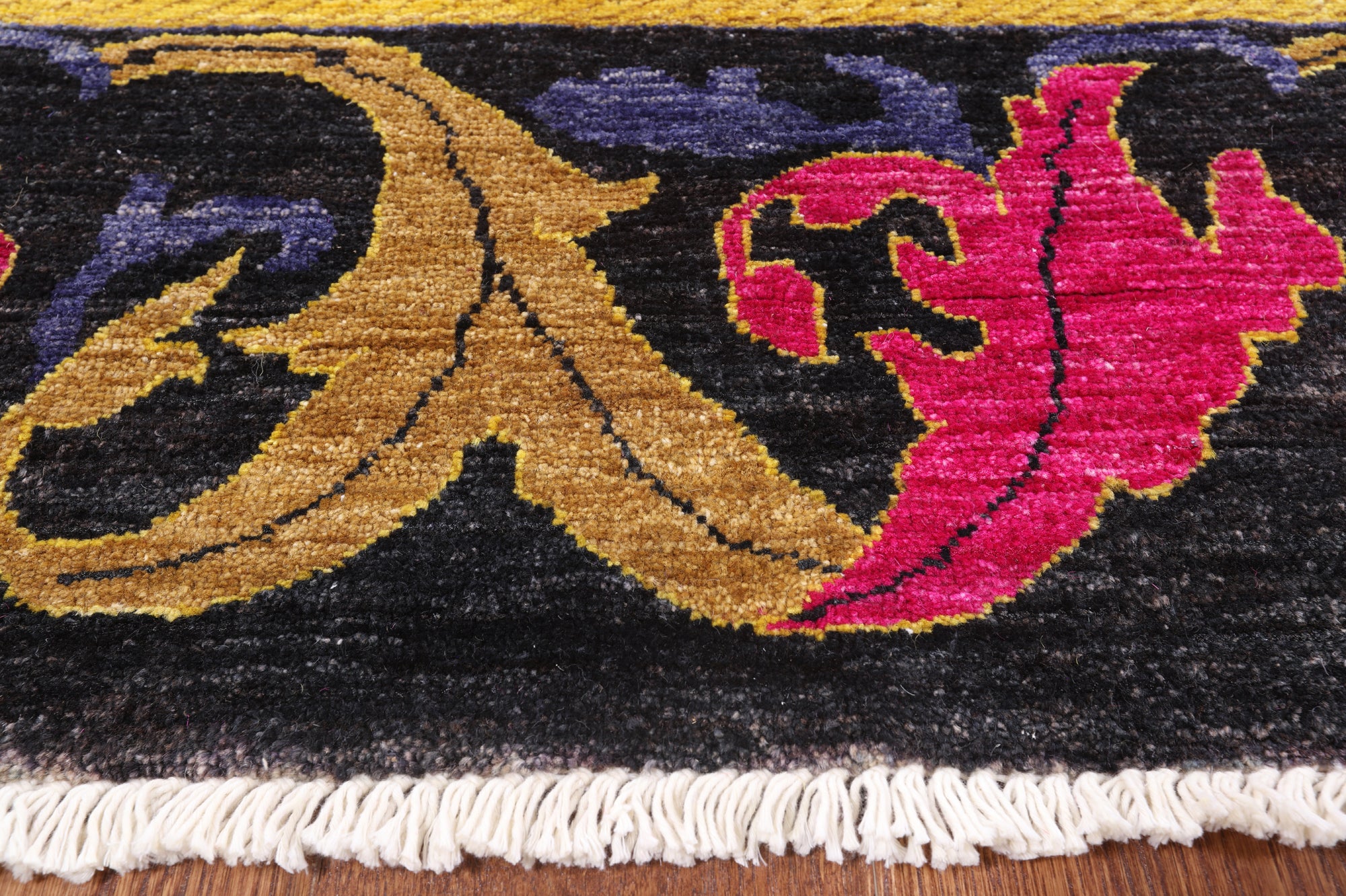 Pink Square William Morris Hand Knotted Wool Area Rug - 8' 10" X 9' 1" - Golden Nile