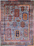 Blue Persian Fine Serapi Handmade Wool Rug - 5' 1" X 6' 10" - Golden Nile