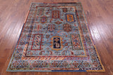 Blue Persian Fine Serapi Handmade Wool Rug - 5' 1" X 6' 10" - Golden Nile