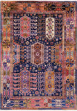 Blue Persian Fine Serapi Hand Knotted Wool Rug - 4' 11" X 7' 1" - Golden Nile