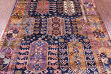 Blue Persian Fine Serapi Hand Knotted Wool Rug - 4' 10" X 6' 7" - Golden Nile