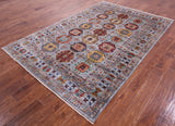 Turkmen Ersari Hand Knotted Wool Rug - 5' 7" X 8' 6" - Golden Nile