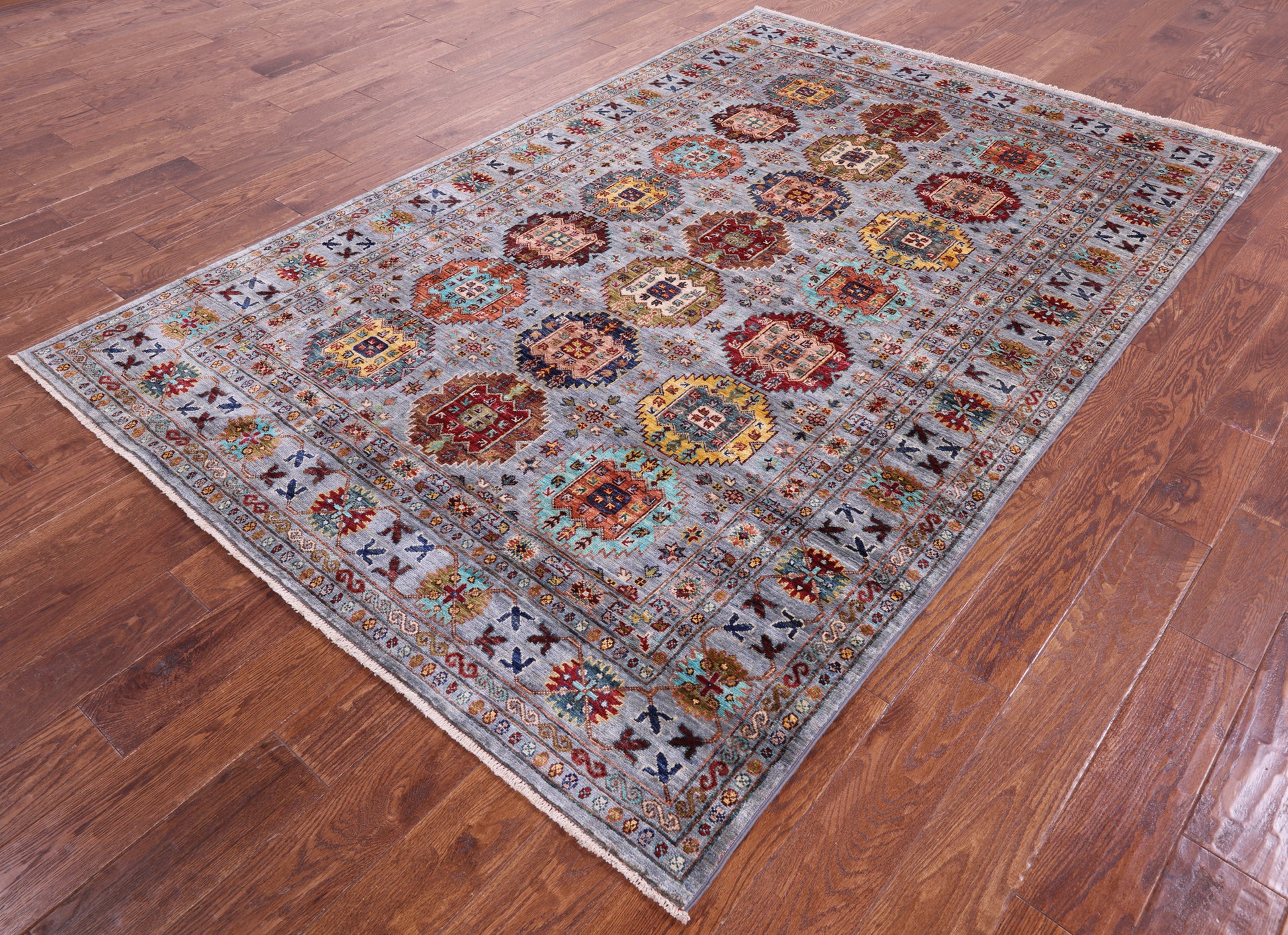 Turkmen Ersari Hand Knotted Wool Rug - 5' 7" X 8' 6" - Golden Nile
