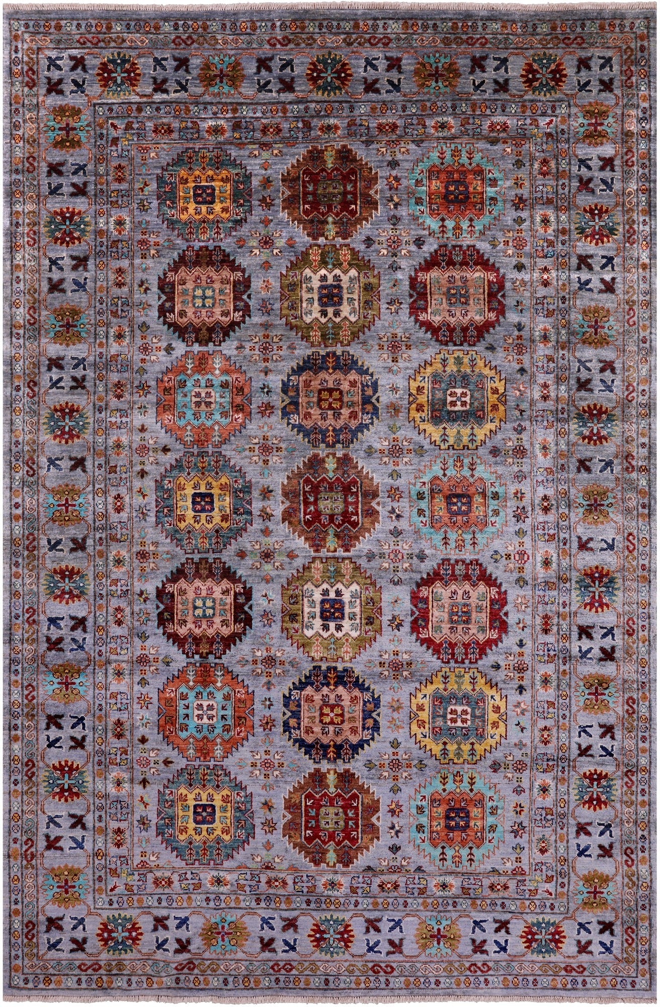 Turkmen Ersari Hand Knotted Wool Rug - 5' 7" X 8' 6" - Golden Nile