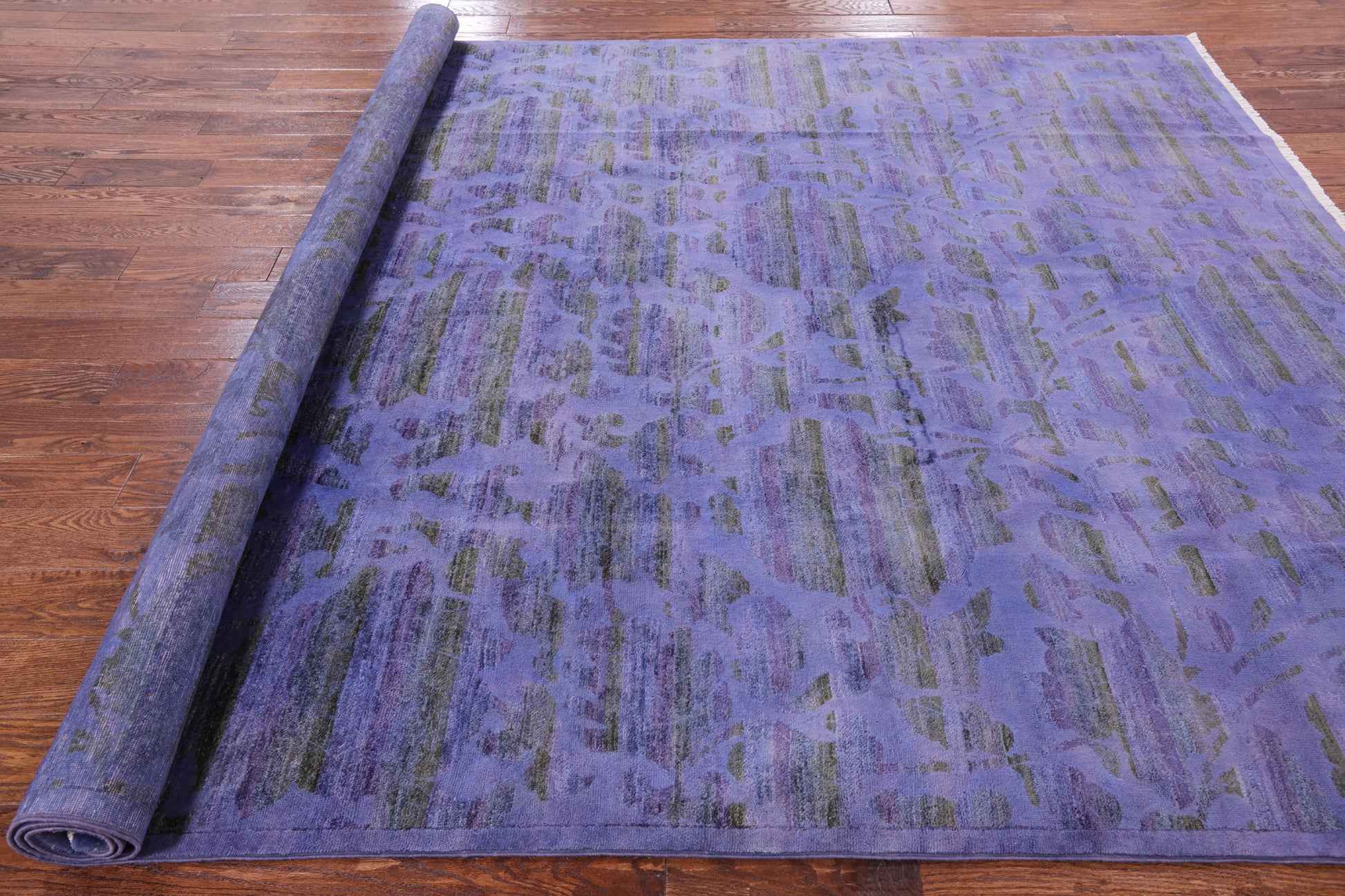 Purple Full Pile Overdyed Hand Knotted Wool Area Rug - 8' 1" X 10' 1" - Golden Nile