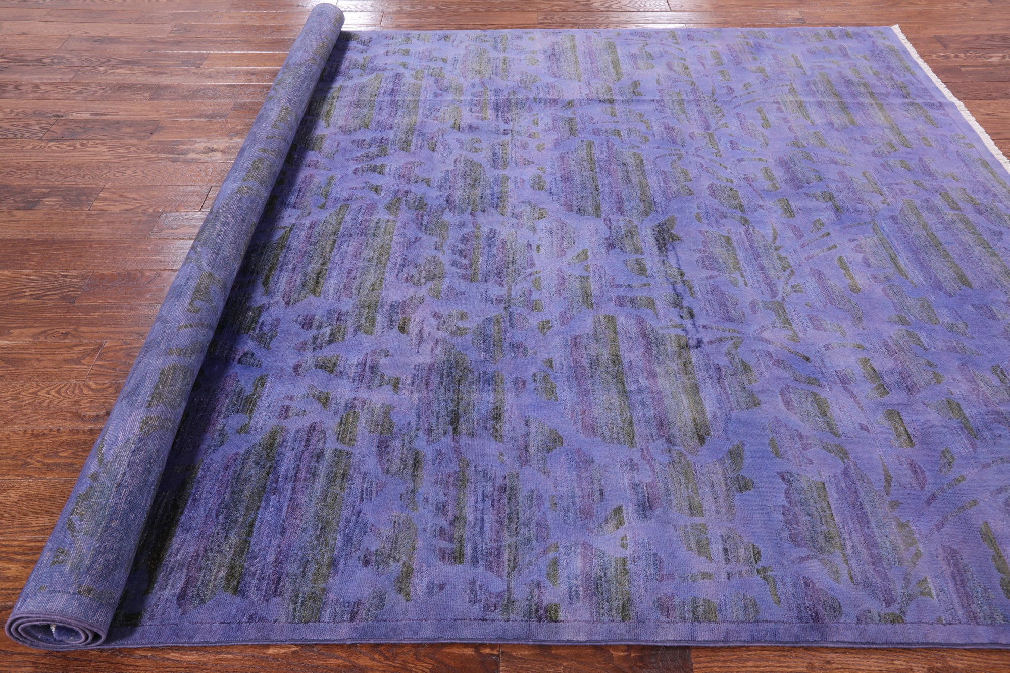 Purple Full Pile Overdyed Hand Knotted Wool Area Rug - 8' 1" X 10' 1" - Golden Nile