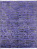 Purple Full Pile Overdyed Hand Knotted Wool Area Rug - 8' 1" X 10' 1" - Golden Nile