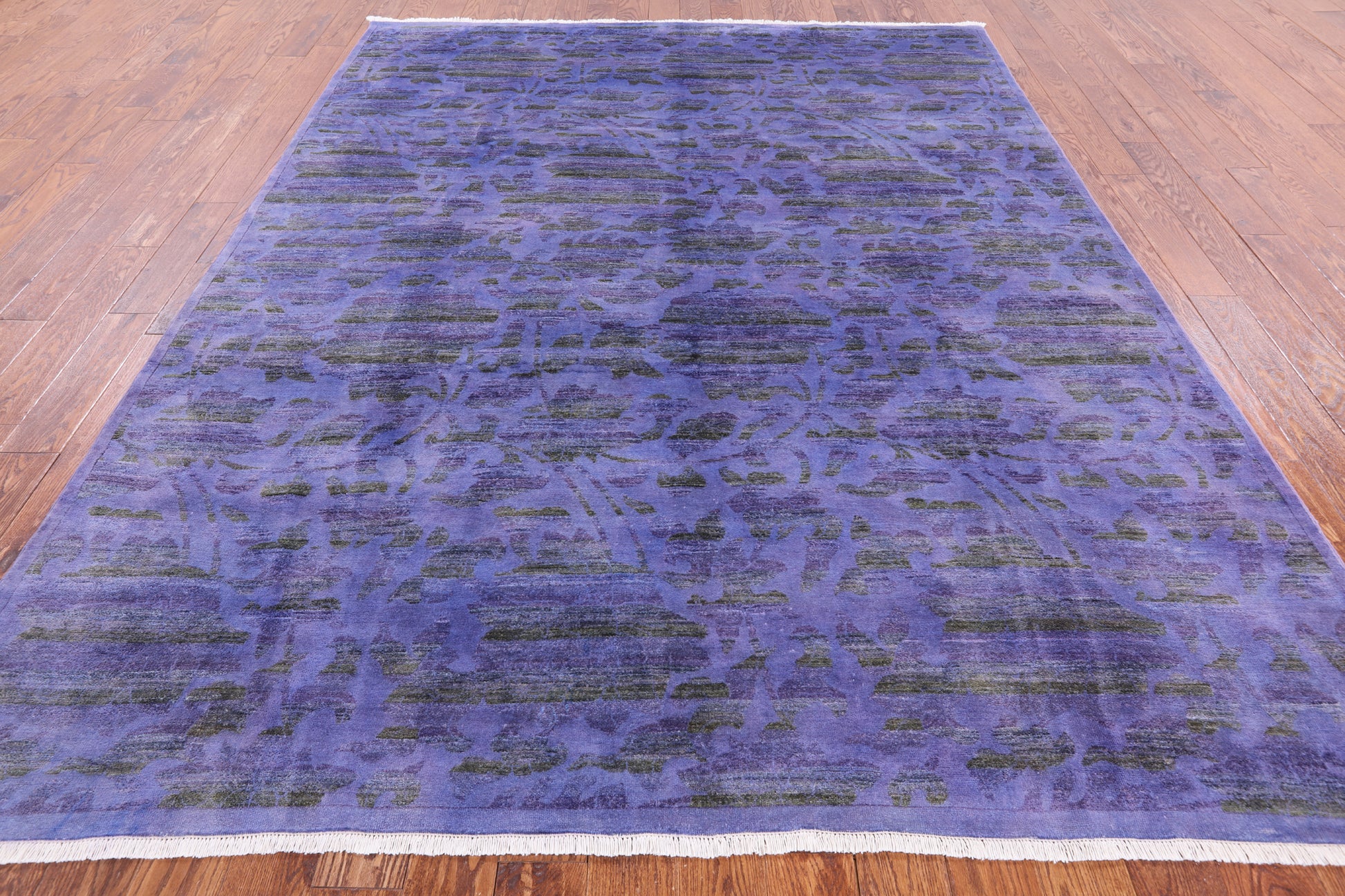 Purple Full Pile Overdyed Hand Knotted Wool Area Rug - 8' 1" X 10' 1" - Golden Nile