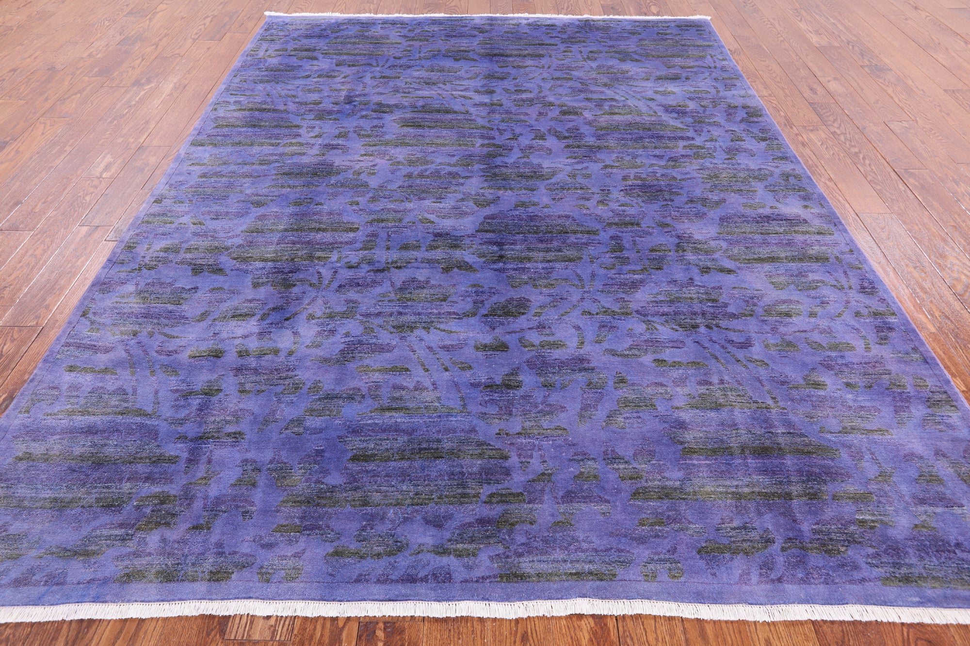 Purple Full Pile Overdyed Hand Knotted Wool Area Rug - 8' 1" X 10' 1" - Golden Nile