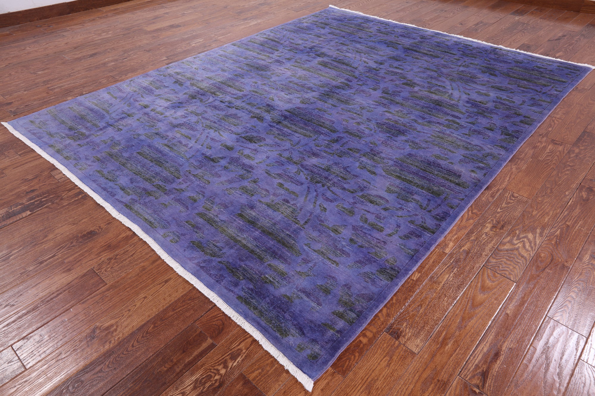 Purple Full Pile Overdyed Hand Knotted Wool Area Rug - 8' 1" X 10' 1" - Golden Nile