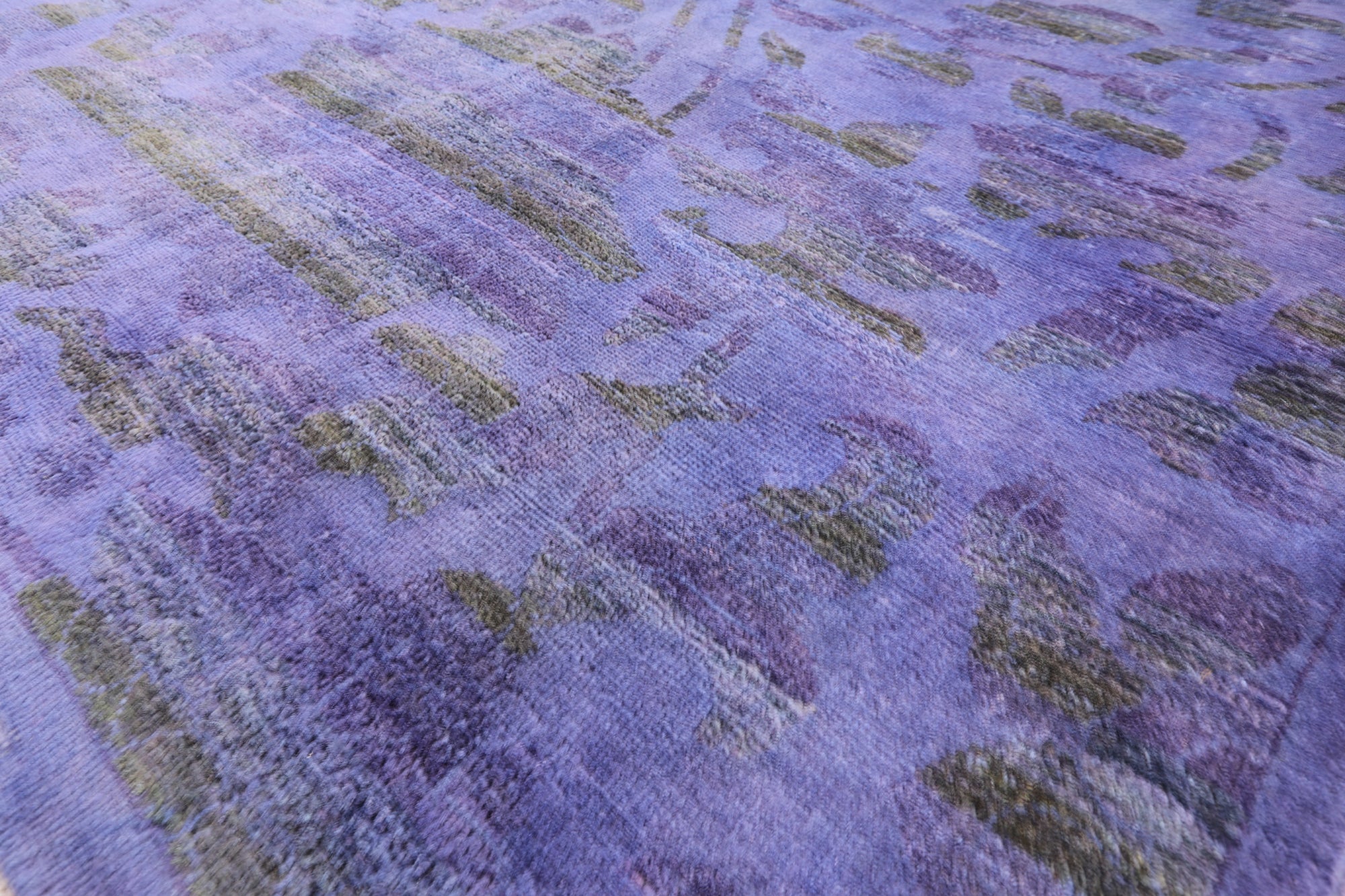 Purple Full Pile Overdyed Hand Knotted Wool Area Rug - 8' 1" X 10' 1" - Golden Nile