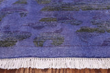 Purple Full Pile Overdyed Hand Knotted Wool Area Rug - 8' 1" X 10' 1" - Golden Nile