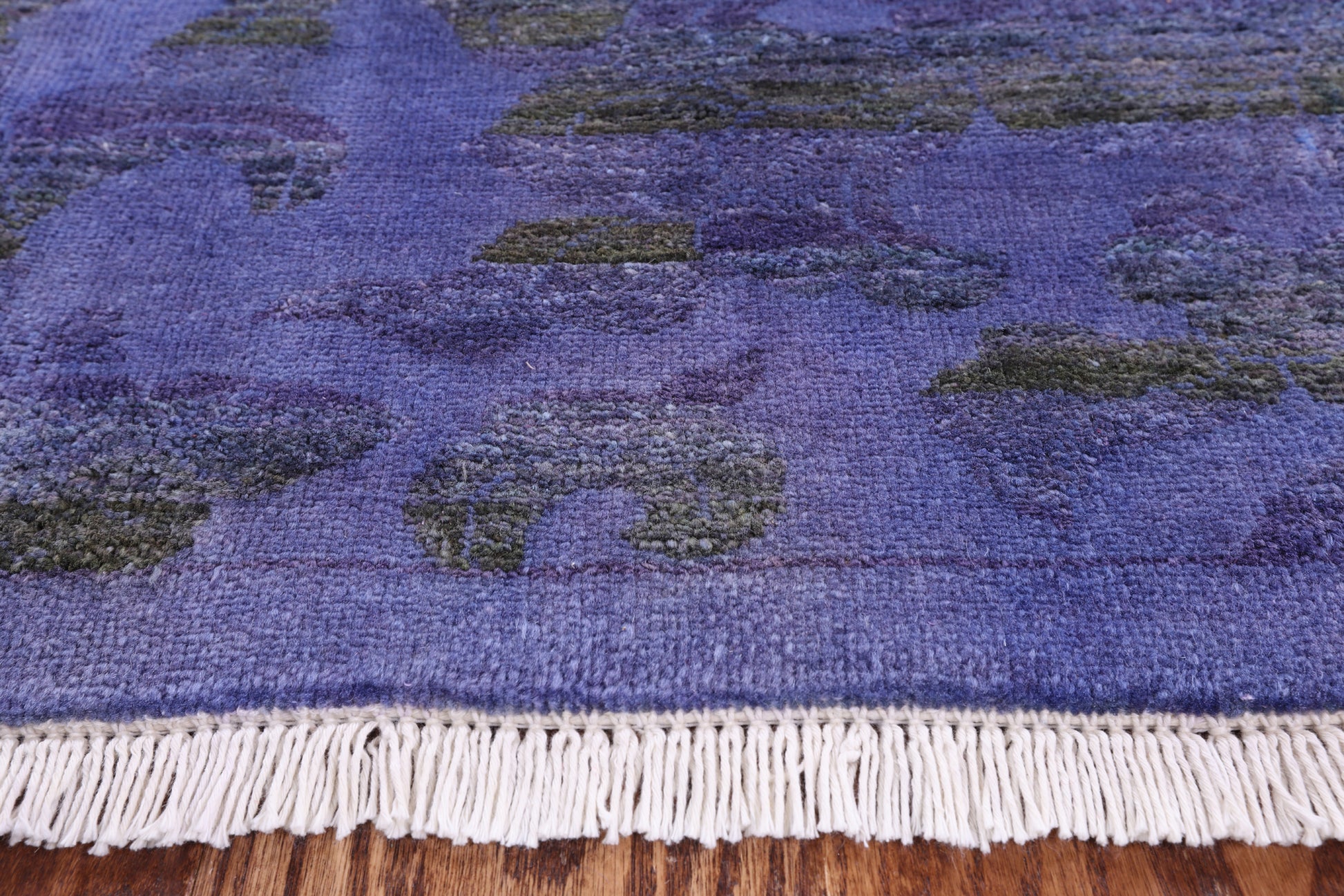 Purple Full Pile Overdyed Hand Knotted Wool Area Rug - 8' 1" X 10' 1" - Golden Nile