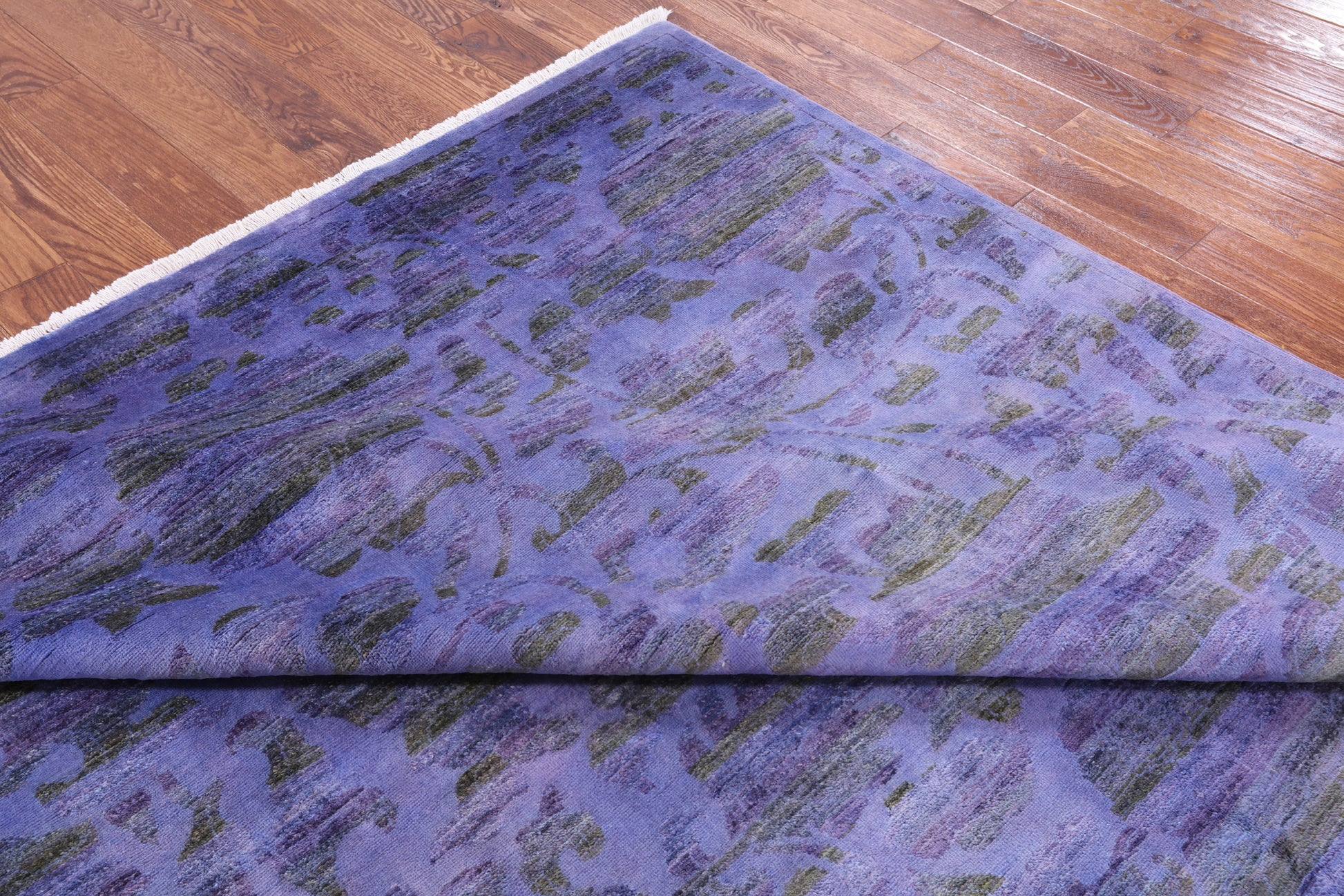 Purple Full Pile Overdyed Hand Knotted Wool Area Rug - 8' 1" X 10' 1" - Golden Nile