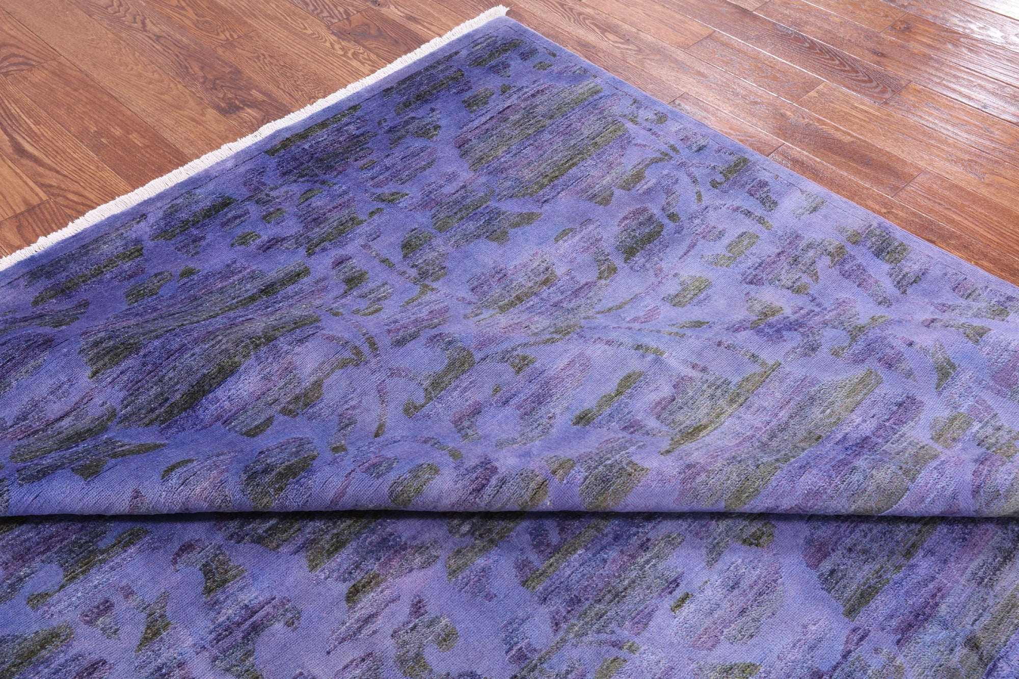 Purple Full Pile Overdyed Hand Knotted Wool Area Rug - 8' 1" X 10' 1" - Golden Nile