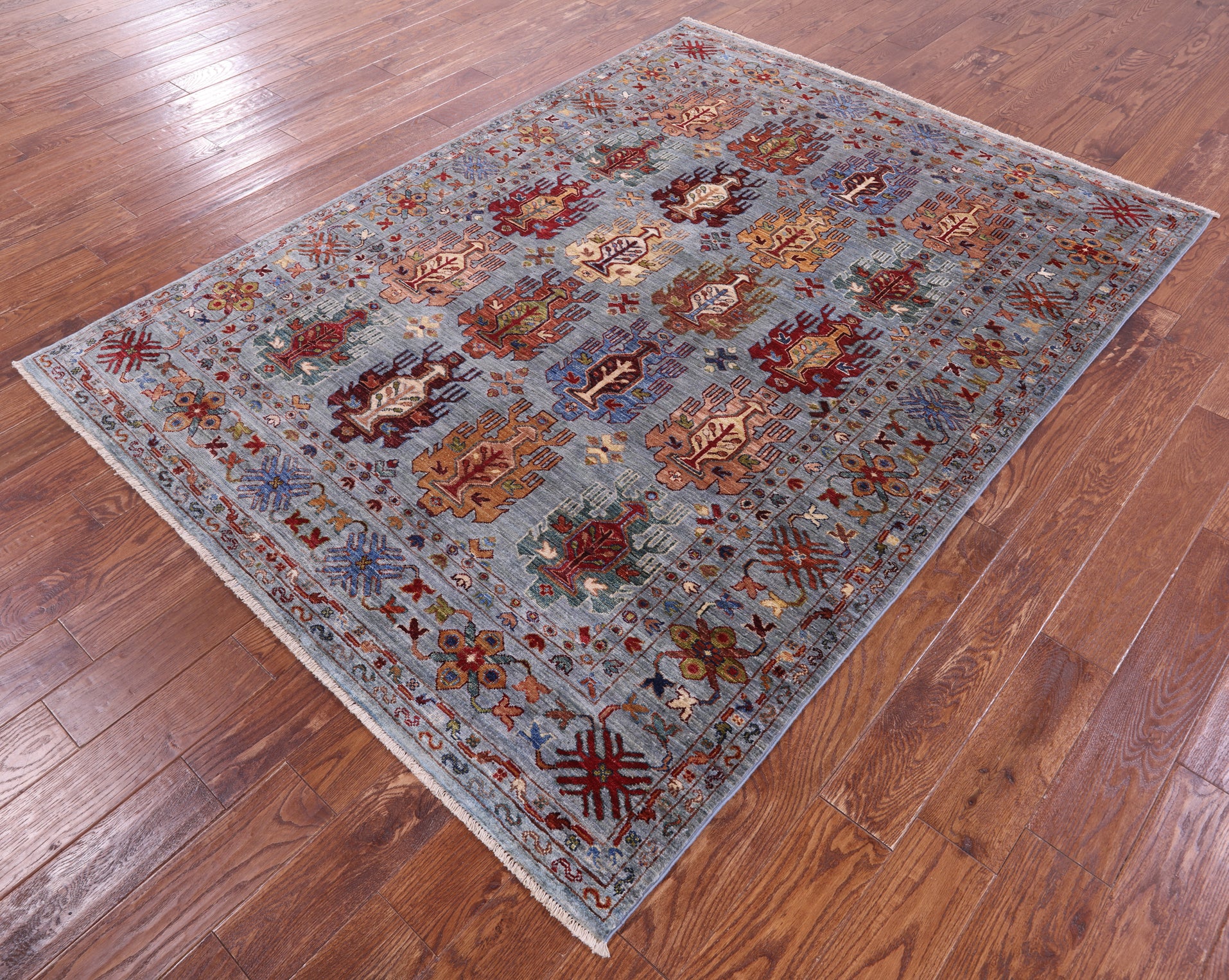 Turkmen Ersari Hand Knotted Wool Rug - 5' 9" X 7' 9" - Golden Nile