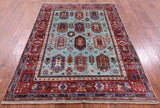 Blue Turkmen Ersari Hand Knotted Wool Rug - 4' 11" X 6' 10" - Golden Nile