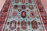 Blue Turkmen Ersari Hand Knotted Wool Rug - 4' 11" X 6' 10" - Golden Nile