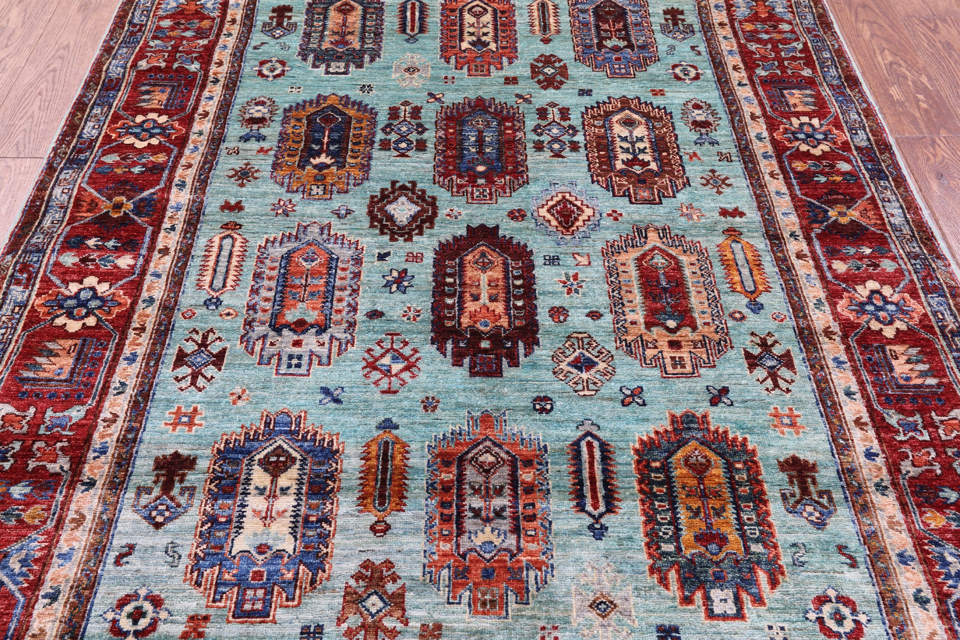 Blue Turkmen Ersari Hand Knotted Wool Rug - 4' 11" X 6' 10" - Golden Nile