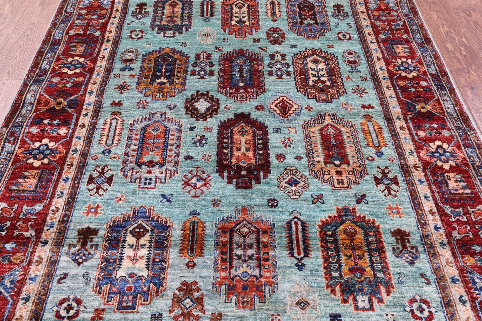 Blue Turkmen Ersari Hand Knotted Wool Rug - 4' 11" X 6' 10" - Golden Nile